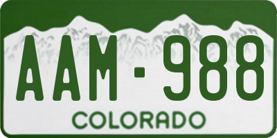 CO license plate AAM988
