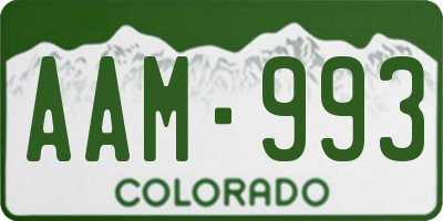 CO license plate AAM993