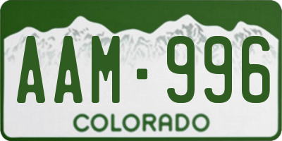 CO license plate AAM996