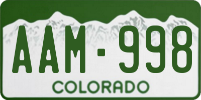 CO license plate AAM998