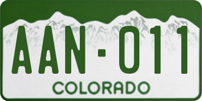 CO license plate AAN011
