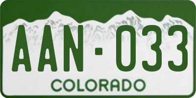 CO license plate AAN033