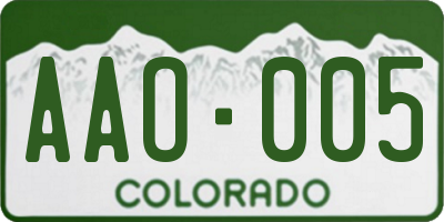 CO license plate AAO005
