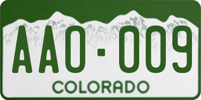 CO license plate AAO009