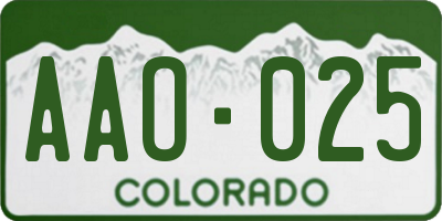 CO license plate AAO025