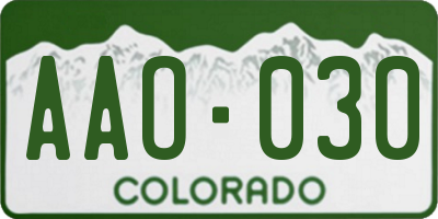 CO license plate AAO030