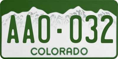 CO license plate AAO032