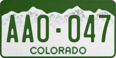 CO license plate AAO047