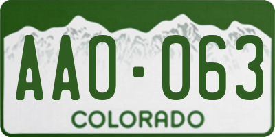 CO license plate AAO063