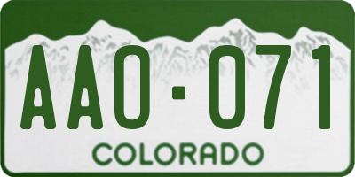 CO license plate AAO071