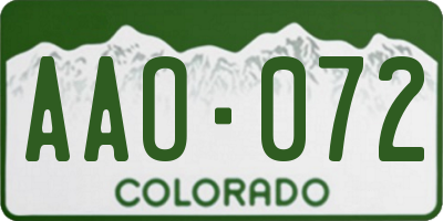 CO license plate AAO072