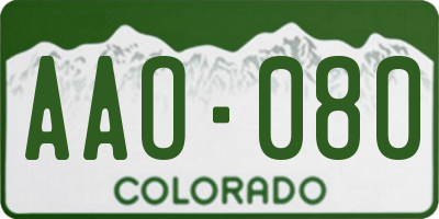 CO license plate AAO080