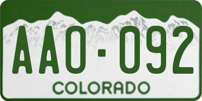 CO license plate AAO092
