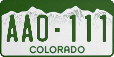 CO license plate AAO111