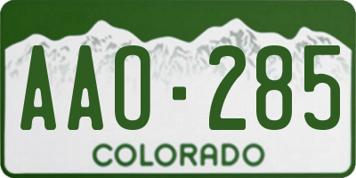 CO license plate AAO285