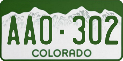 CO license plate AAO302