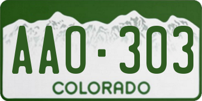 CO license plate AAO303