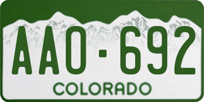 CO license plate AAO692