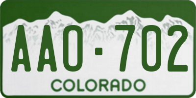 CO license plate AAO702