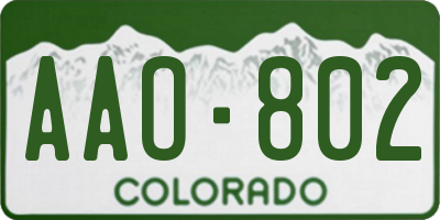 CO license plate AAO802