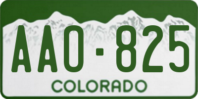 CO license plate AAO825