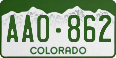 CO license plate AAO862