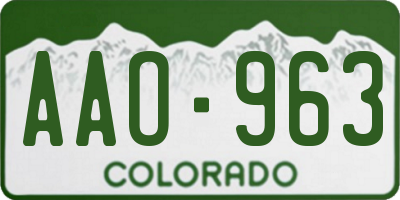 CO license plate AAO963