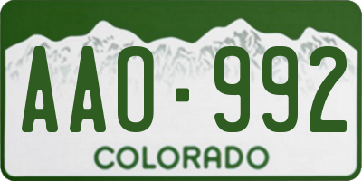 CO license plate AAO992