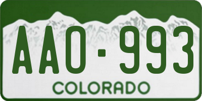 CO license plate AAO993
