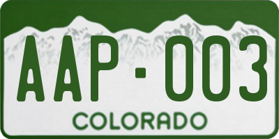 CO license plate AAP003