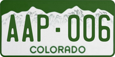 CO license plate AAP006