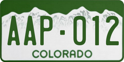 CO license plate AAP012