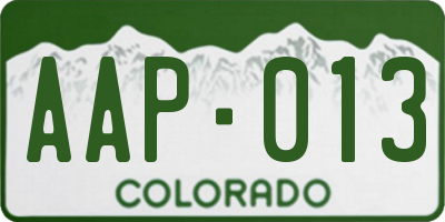 CO license plate AAP013