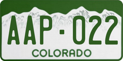 CO license plate AAP022