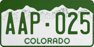 CO license plate AAP025