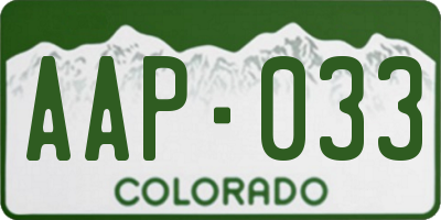 CO license plate AAP033