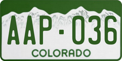 CO license plate AAP036