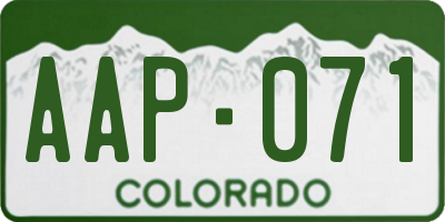 CO license plate AAP071