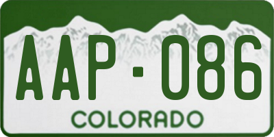 CO license plate AAP086