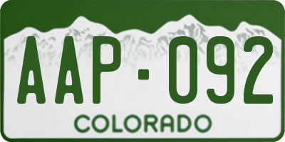 CO license plate AAP092