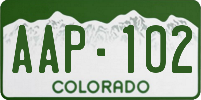 CO license plate AAP102