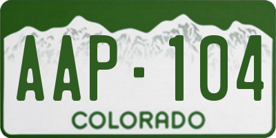 CO license plate AAP104