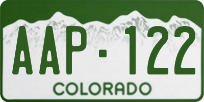 CO license plate AAP122