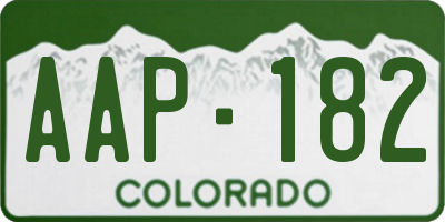 CO license plate AAP182