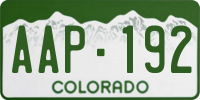 CO license plate AAP192