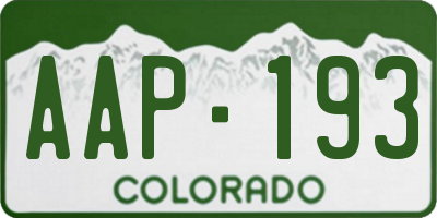CO license plate AAP193