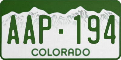 CO license plate AAP194