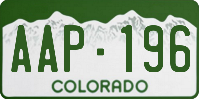 CO license plate AAP196