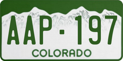 CO license plate AAP197