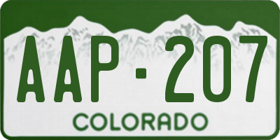 CO license plate AAP207